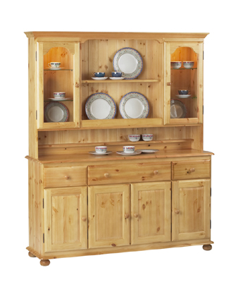 PINE 4DR GLAZED TOP DRESSER HARVEST