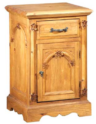 pine Bedside Cabinet RH Cupboard Cathedral