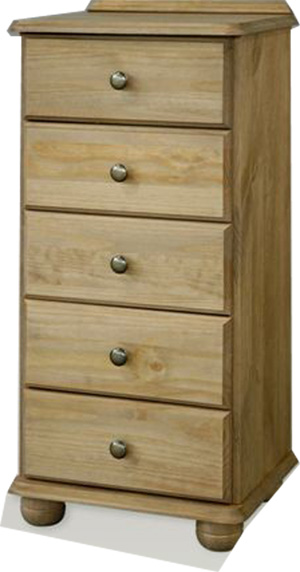 PINE CHEST 5 DRAWER NARROW LINCOLN
