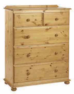 pine Chest of Drawers 2 Over 3 Deep Drawer
