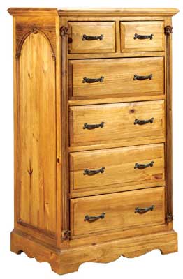 pine Chest of Drawers 2 over 4 Cathedral