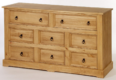 pine CHEST OF DRAWERS 2 OVER 6 LARGE SANTA FE