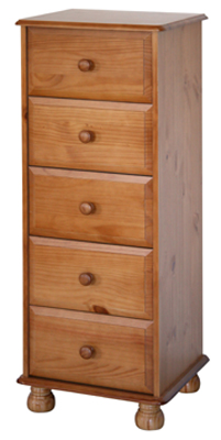 pine Chest of Drawers 5 Drawer Narrow Dovedale