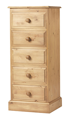 Chest of Drawers 5 Drawer Narrow Wellington