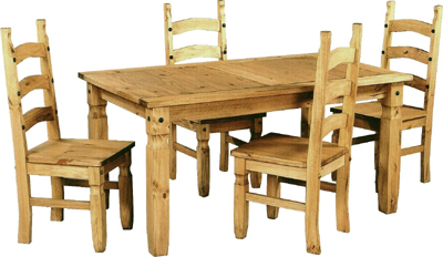 pine DINING SET 5FT MEXICANO