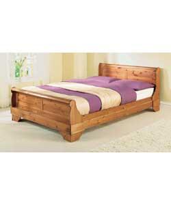 Double Sleigh Bedstead with Tufted Mattress