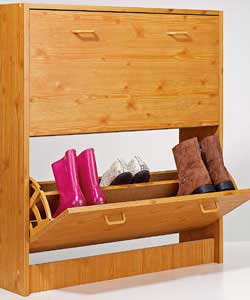 Pine Finish Shoe Storage Cabinet