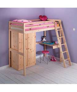 High Sleeper with Wardrobe and Desk