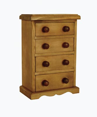 PINE JEWELLERY 4 DRAWER CHEST