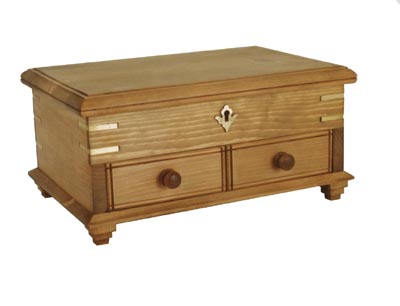PINE JEWELLERY BOX WITH DRAWERS