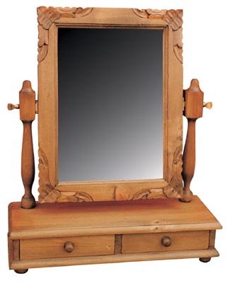 PINE MIRROR SWING CARVED WITH DRAWER