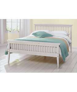 Pine Shaker Double Bed with Comfort Mattress - White
