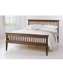 Pine Shaker Double Bed with Deluxe Mattress - Chocolate