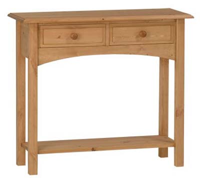 PINE SIDE TABLE MED 2 DRAWERS