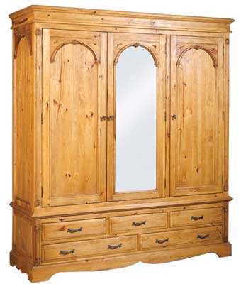 triple Wardrobe with mirror and drawers
