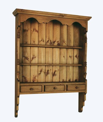 PINE WALL RACK 3 DRAWER PLAIN