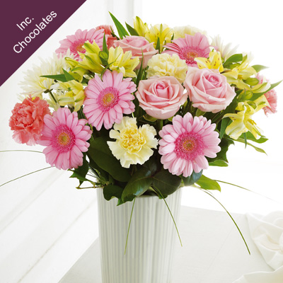 pink and Cream Flower Vase with Champagne