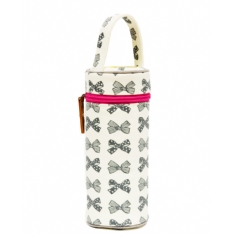 Pink Lining Bottle Holder - Gray Bows