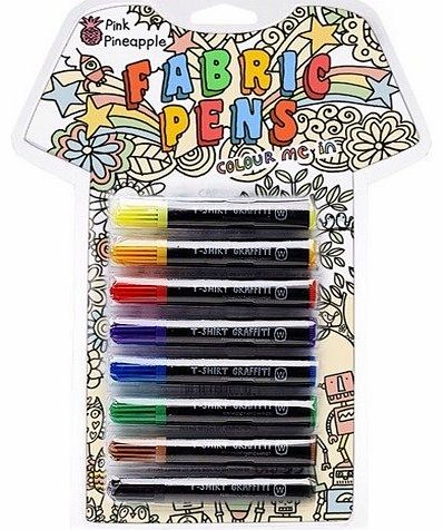Pink Pineapple T-Shirt Graffiti Pens - Fabric pens - 8 Permanent Fabric Markers