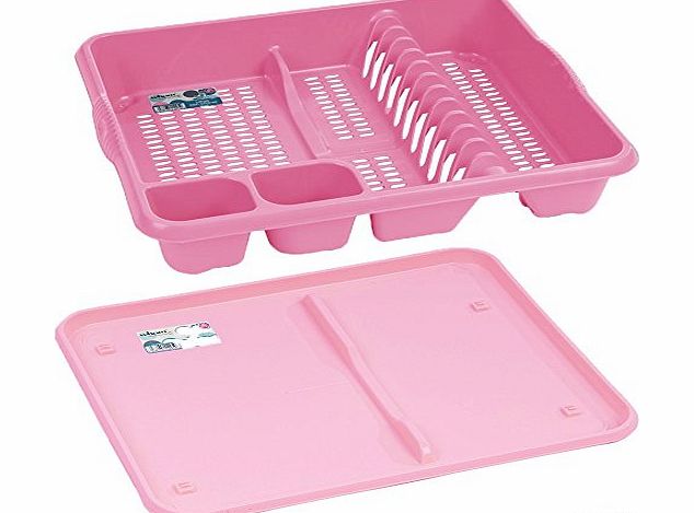 Pink Princess Large Dish Draining Rack With Tray - Baby Pink