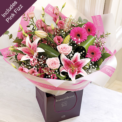 pink Radiance Hand-tied with Sparkling Rose Wine