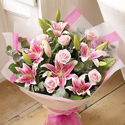 Pink Rose and Lily Hand-tied