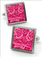 pink Rose Cufflinks by Robert Charles