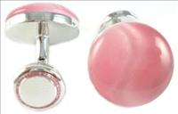 Pink Round Lightening Stone Cufflinks by Babette