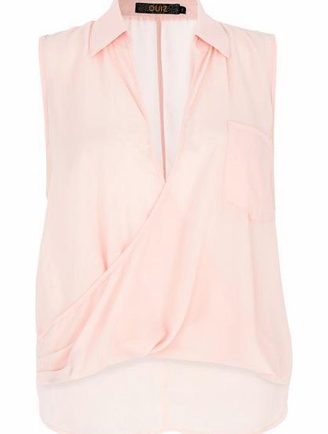 PINK Wrap Front Sleeveless Blouse