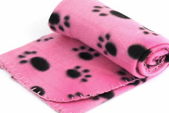 Pinzhi Small Pet Dog Cat Puppy Kitten Soft Blanket Doggy Warm Bed Mat Paw Print Cushion Pink