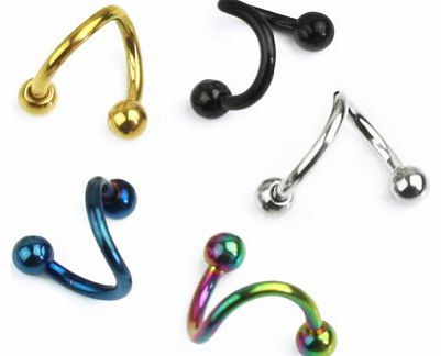5pcs Mixed Twister Eyebrow Bars Studs Ear Ring Body Piercing Steel