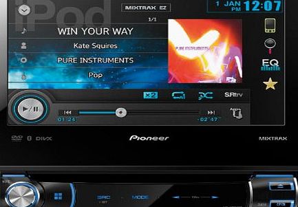 Pioneer AVH-X7500BT Multimedia CD/DVD Player with 7`` fold-out Motorised Touchscreen, Bluetooth, Mixtrax EZ and AppRadio Mode USB iPod