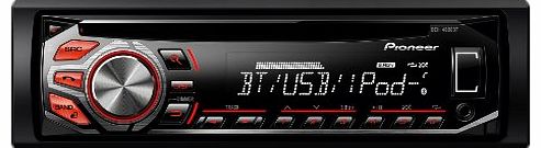 Pioneer DEH-4600BT RDS Tuner with Bluetooth, Illuminated Front USB, Aux-In and Direct iPod Control