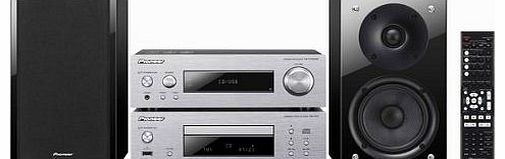 Pioneer P1DAB-S Compact Component Hi-Fi System with CD, iPod/iPhone Playback, DAB Radio, Front USB and 75W Gloss Black Speaker - Silver