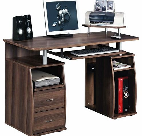 Piranha Trading Limited Piranha Large Computer Desk with 2 Drawers and 4 Shelves for the Home Office PC 5w