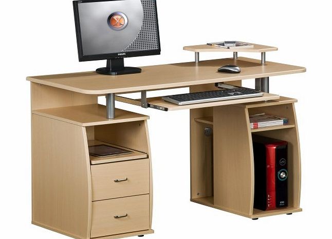 Piranha Trading Limited Piranha PC5o Large Computer Desk with 2 Drawers and 4 Shelves