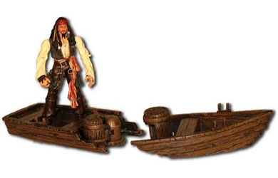 Ocean Drenched Jack Sparrow with Exploding Longboat
