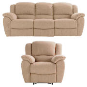large recliner sofa & armchair, natural