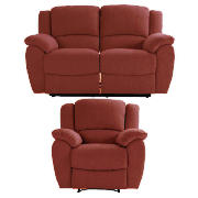 regular recliner sofa & armchair, red