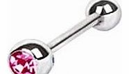 1.6 mm x 16 mm - Surgical Steel - Pink Gem Diamante Crystal Ball Tongue Bar Barbell Stud