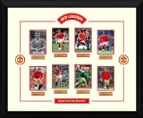 Manchester United Legends, (Edwards, Charlton, Best, Robsons, Hughes, Bruce, Schmeichel, Cantona) 24x20` Mounted and Framed.