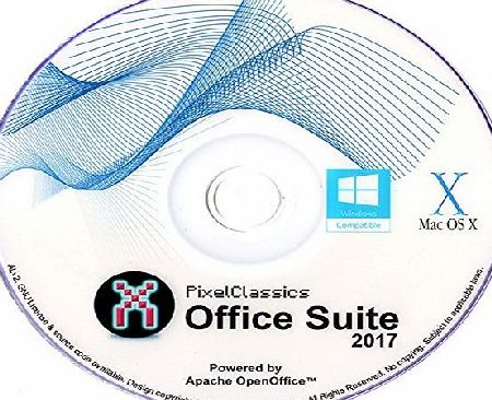 PixelClassics Office Suite 2017 Word amp; Excel 2010 2013 Compatible Software Power by Apache OpenOfficeTM - Full Program with Free Updates (PC/Mac/Linux)