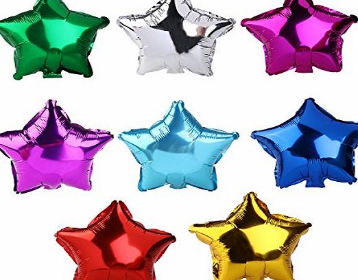 Pixnor 8pcs Helium Foil Balloons Star Shape Metallic Color Foil Balloons Random Color