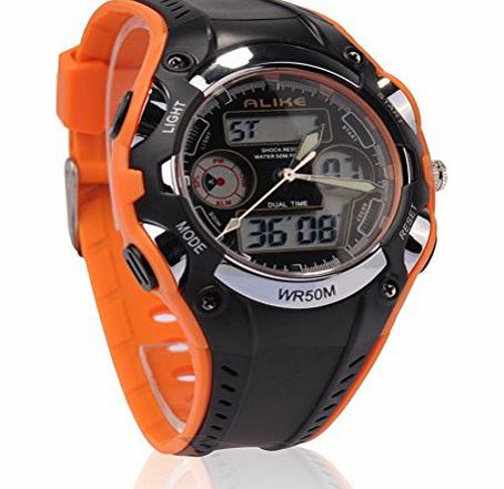 Pixnor  Alike AK9132 Waterproof Students Childrens Wrist Watch (Orange Black)