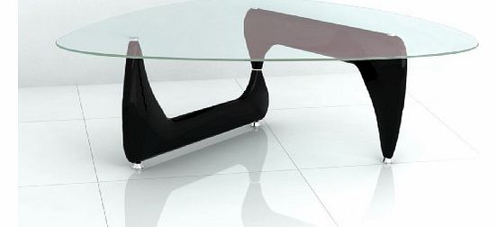 New Designer Inspired Glass Coffee Table with Black Gloss Legs