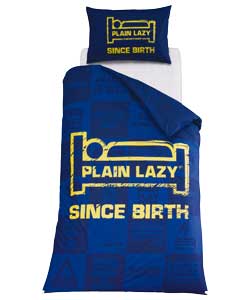 Plain Lazy Since Birth Duvet Cover Set - Double