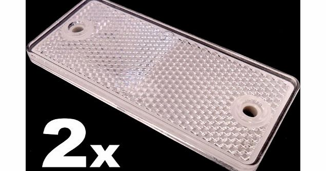 2x White E-Approved Rectangular Reflectors for Trailers Caravan Gateposts - FREE FIRST CLASS UK POSTAGE!