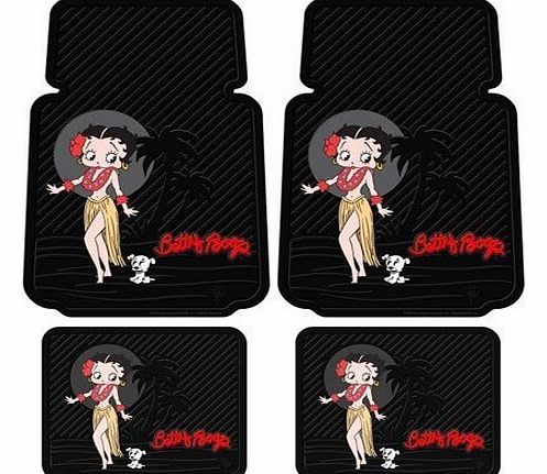 Plasticolor Set of 4 Universal-Fit Front and Rear Utility Rubber Floor Mats - Betty Boop Aloha