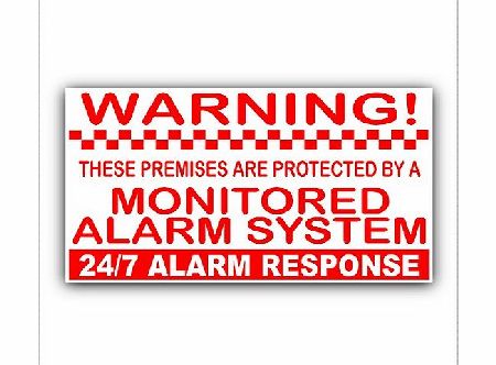 5 x SMALL 50mm x 87mm-Monitored Alarm System Stickers-Red on White External Application-24hr Security Warning Signs for Home, House, Flat, Business, Property-Self Adhesive Vinyl Signs