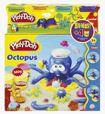 Play-Doh 20472148, Bundle Octopus Playset with Additional 4-Piece Set Large Modelling Compound Tubs
